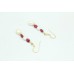 Gold Plated 925 Sterling Silver Earrings Natural Red Ruby Stone & Pearls 2.1"